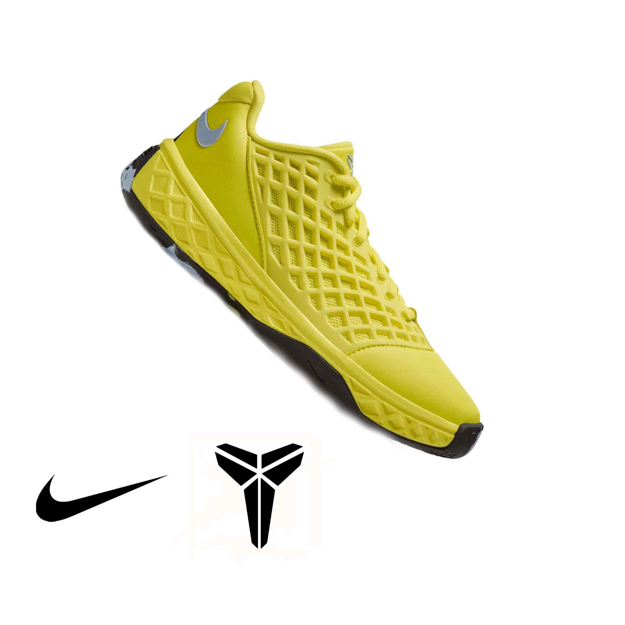 Nike Kobe III Low Protro "Dynamic Yellow" Grade School Kids' Basketball Shoe - DYNAMIC YELLOW/CELESTINE BLUE/BLACK